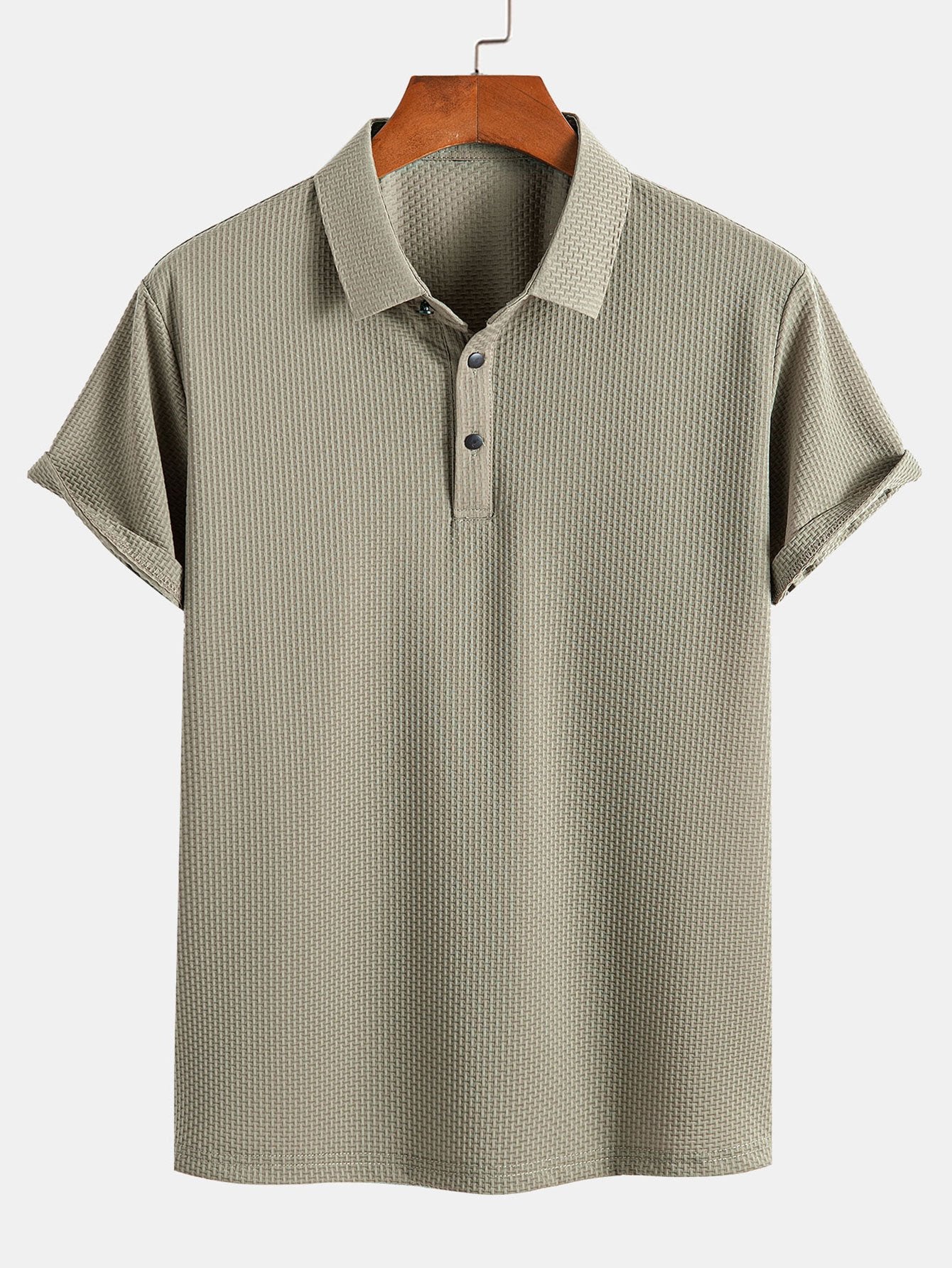 Textured Short Sleeve Polo Shirt