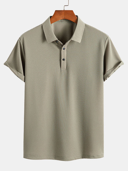 Textured Short Sleeve Polo Shirt