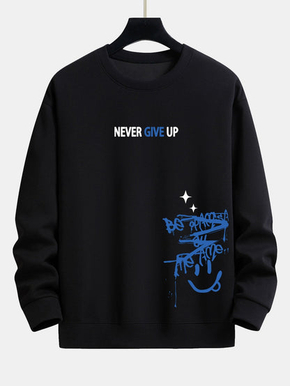 Stay Positive Smiley Face Relaxed Fit Sweatshirt