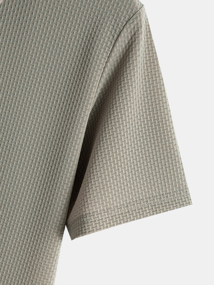 Textured Short Sleeve Polo Shirt