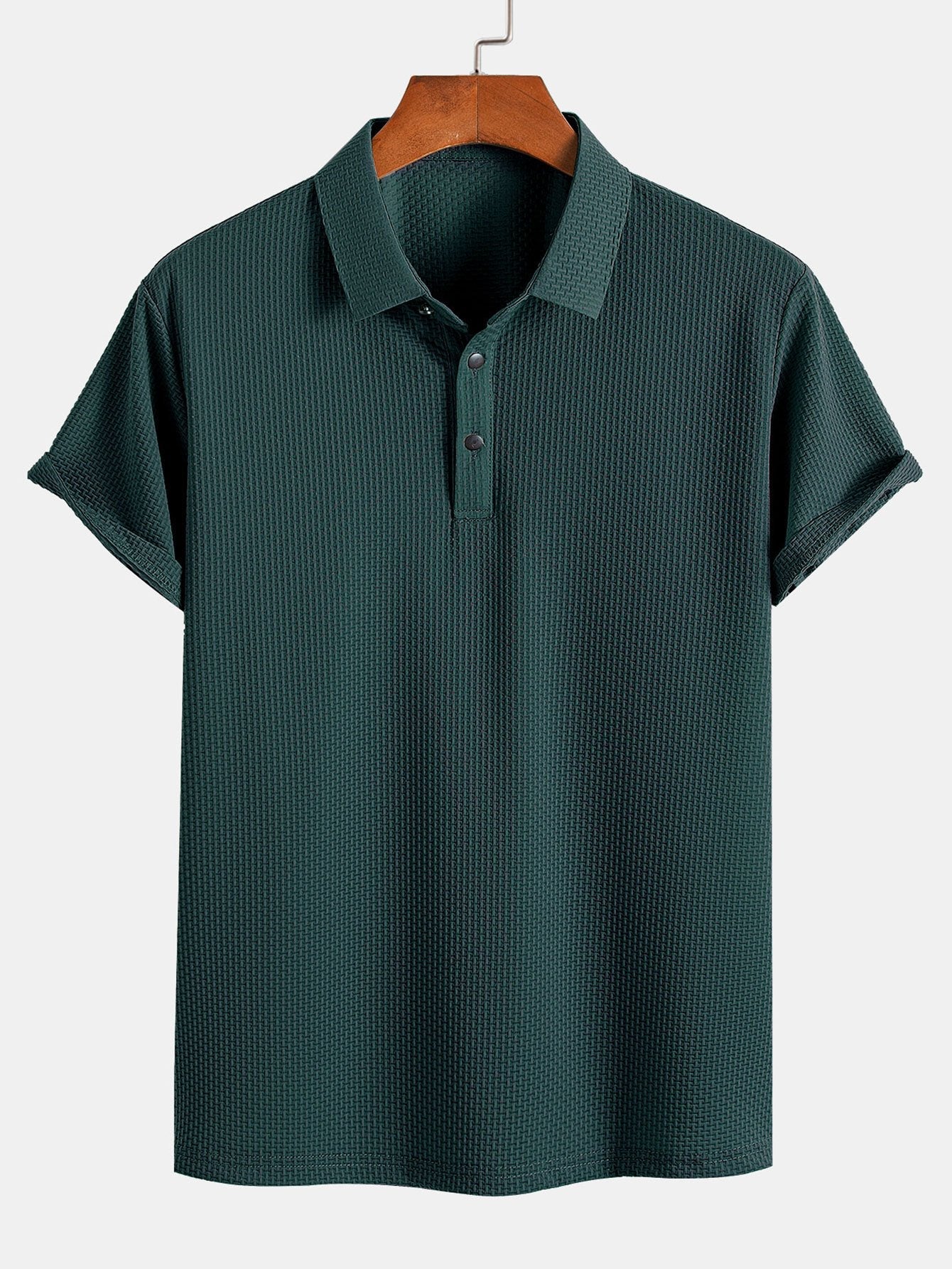 Textured Short Sleeve Polo Shirt