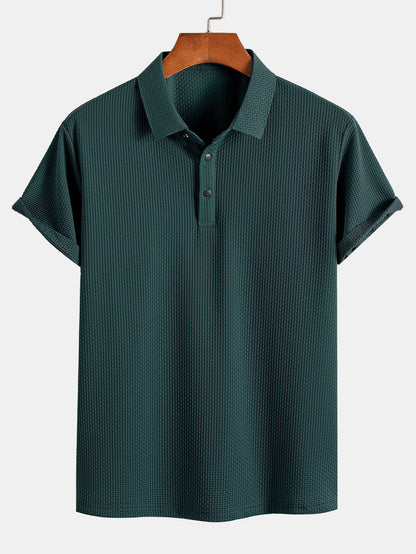 Textured Short Sleeve Polo Shirt