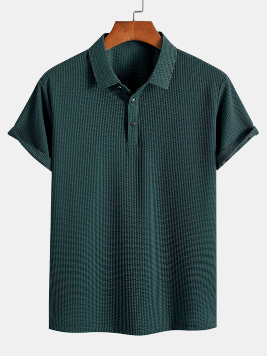 Textured Short Sleeve Polo Shirt