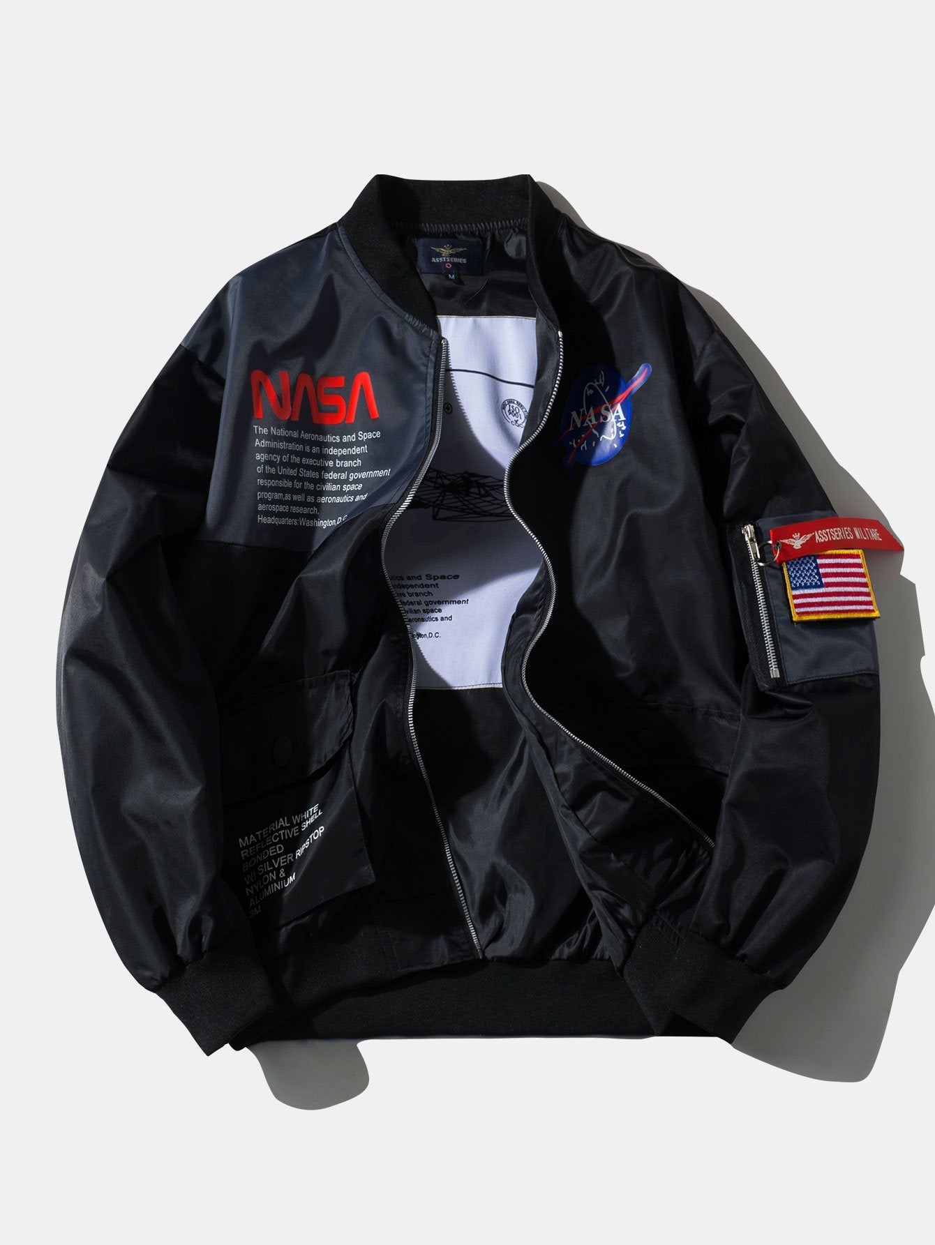 Spacious NASA Graphic Bomber Jacket