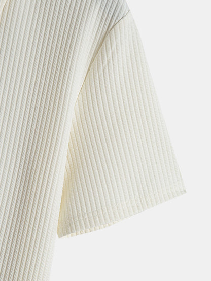 Ribbed Half-Zip Polo with Muscle Fit