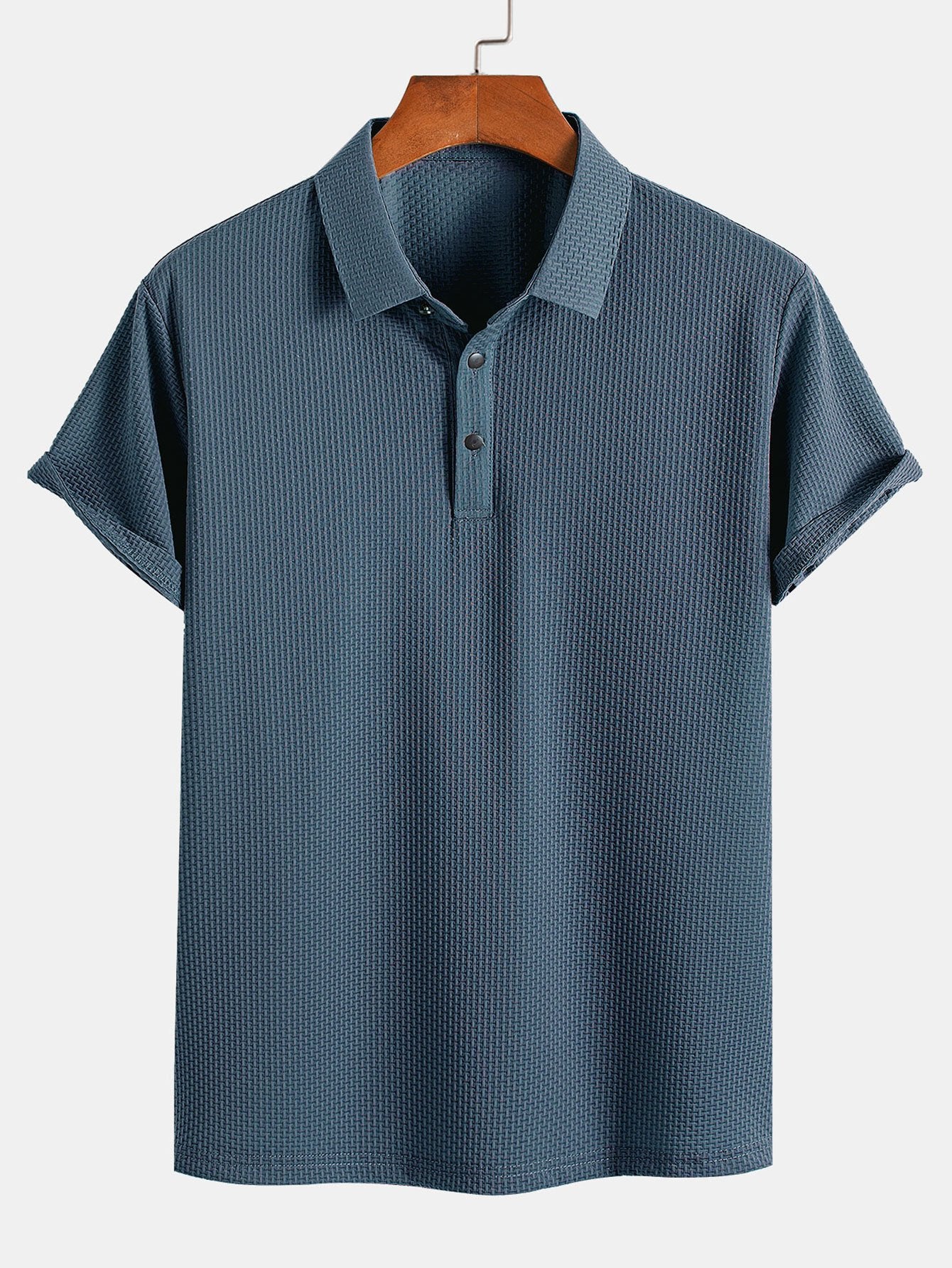 Textured Short Sleeve Polo Shirt