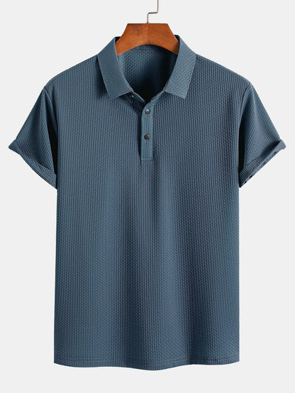 Textured Short Sleeve Polo Shirt