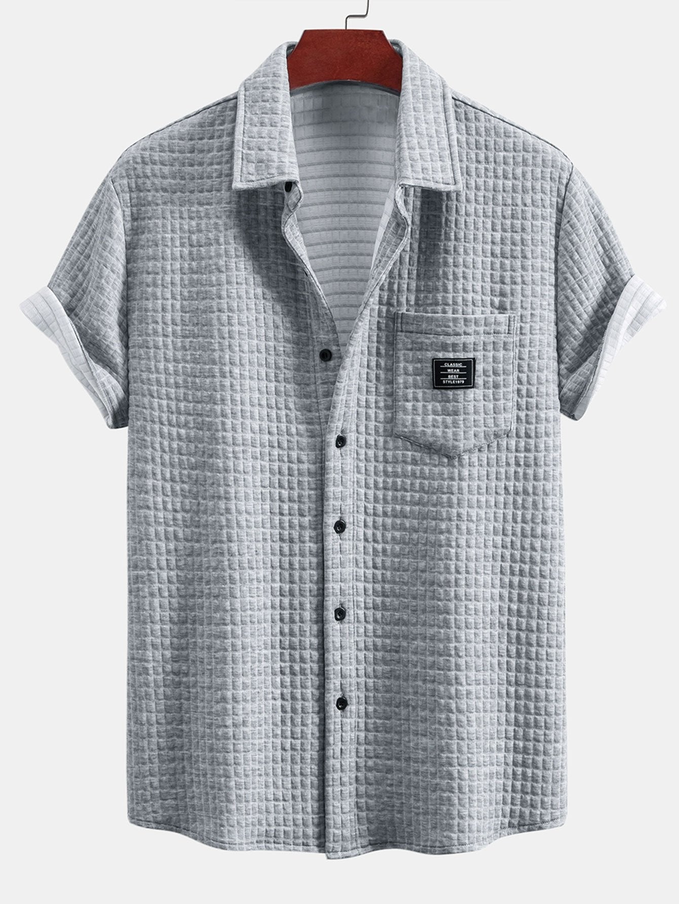 Waffle Knit Short Sleeve Shirt & Drawstring Jogger Pants Set