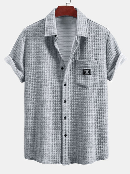 Waffle Knit Short Sleeve Shirt & Drawstring Jogger Pants Set