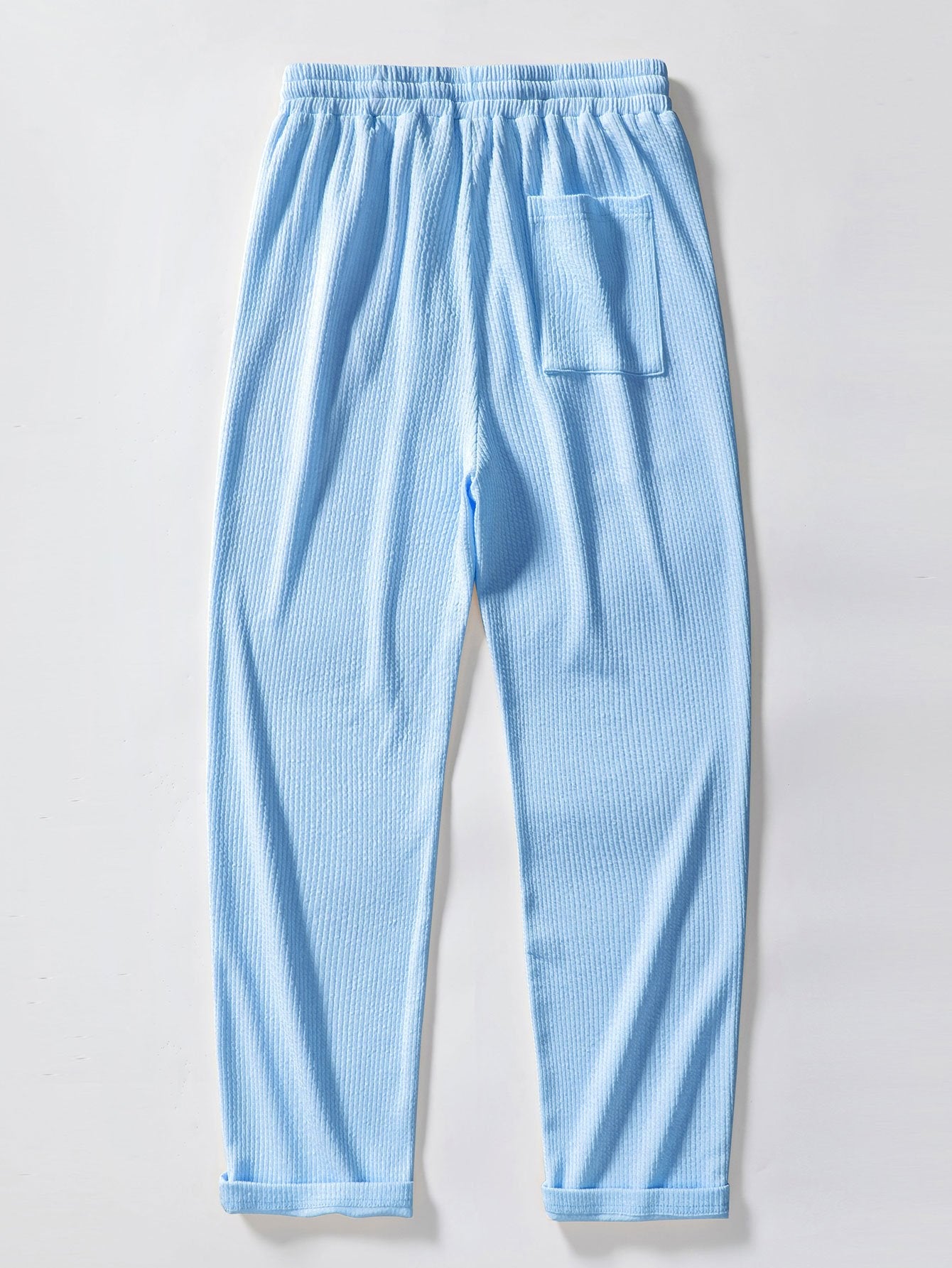 Muscle Fit Ribbed Stand Collar Top & Straight Leg Ribbed Trousers