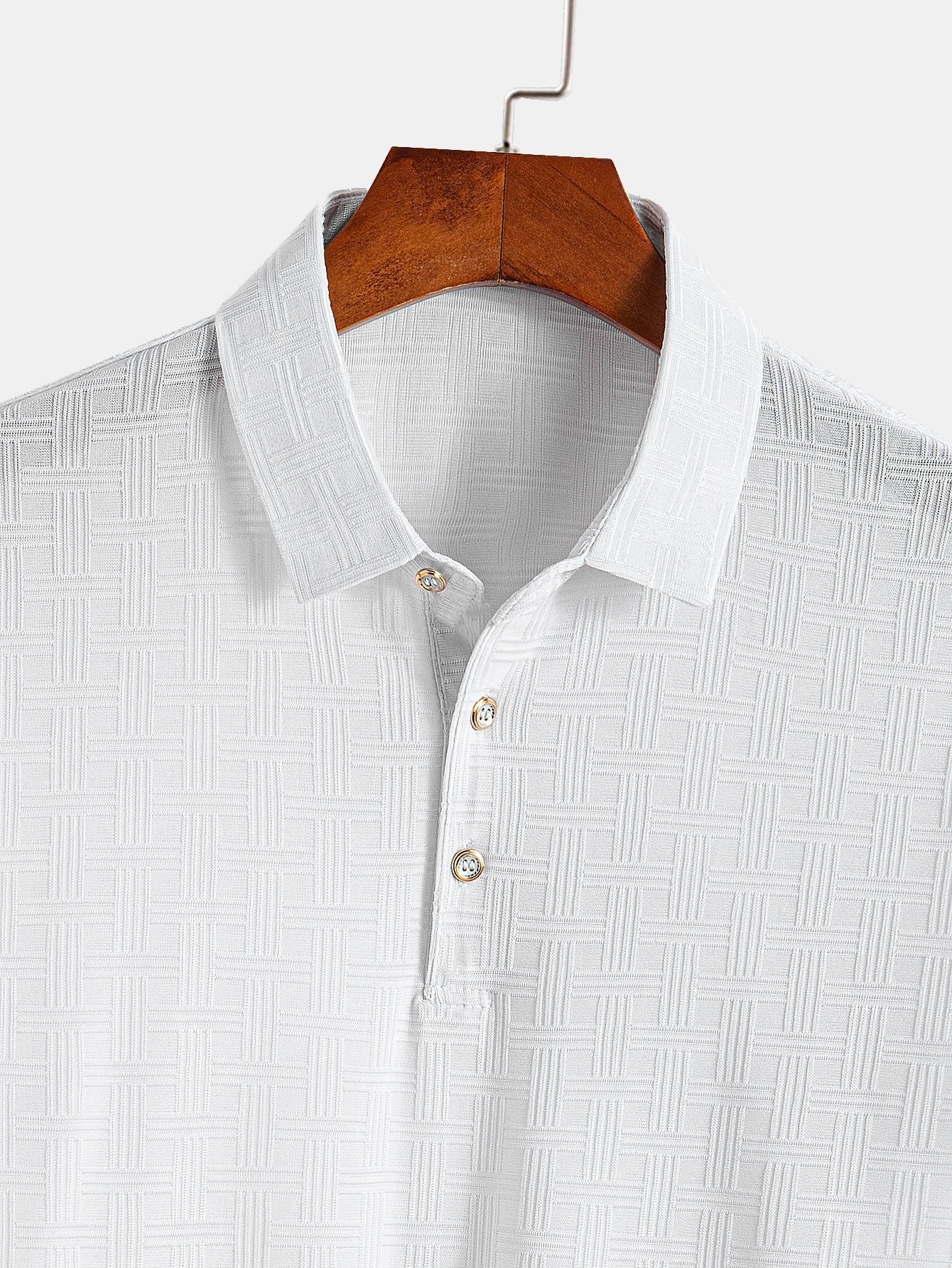 Textured Knit Polo Shirt with Short Sleeves