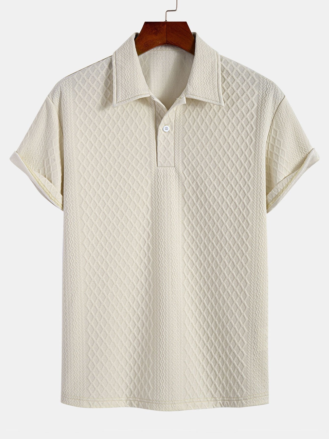 Geometric Jacquard Polo with Rhombus Design