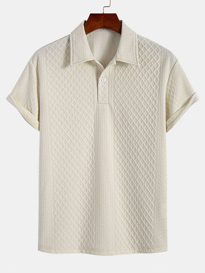 Geometric Jacquard Polo with Rhombus Design