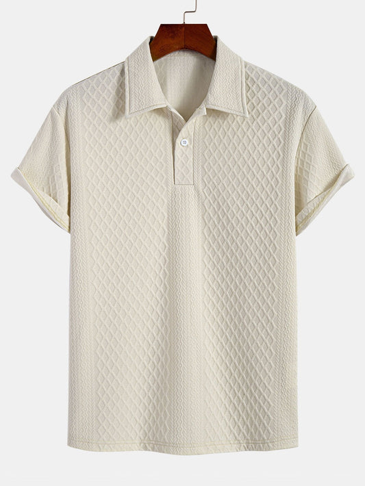 Geometric Jacquard Polo with Rhombus Design