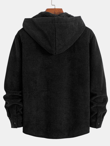 Fleece-Lined Hooded Corduroy Overshirt