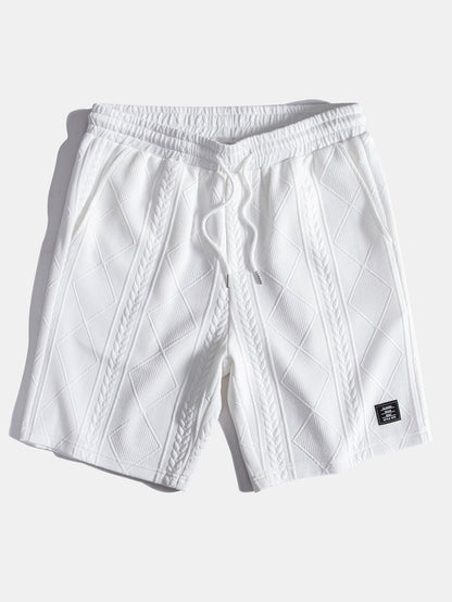 Geometric Patterned Drawstring Shorts