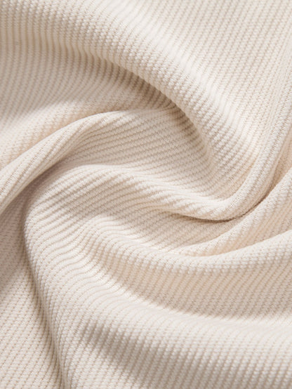 Elastic Corduroy Zip-Up Polo
