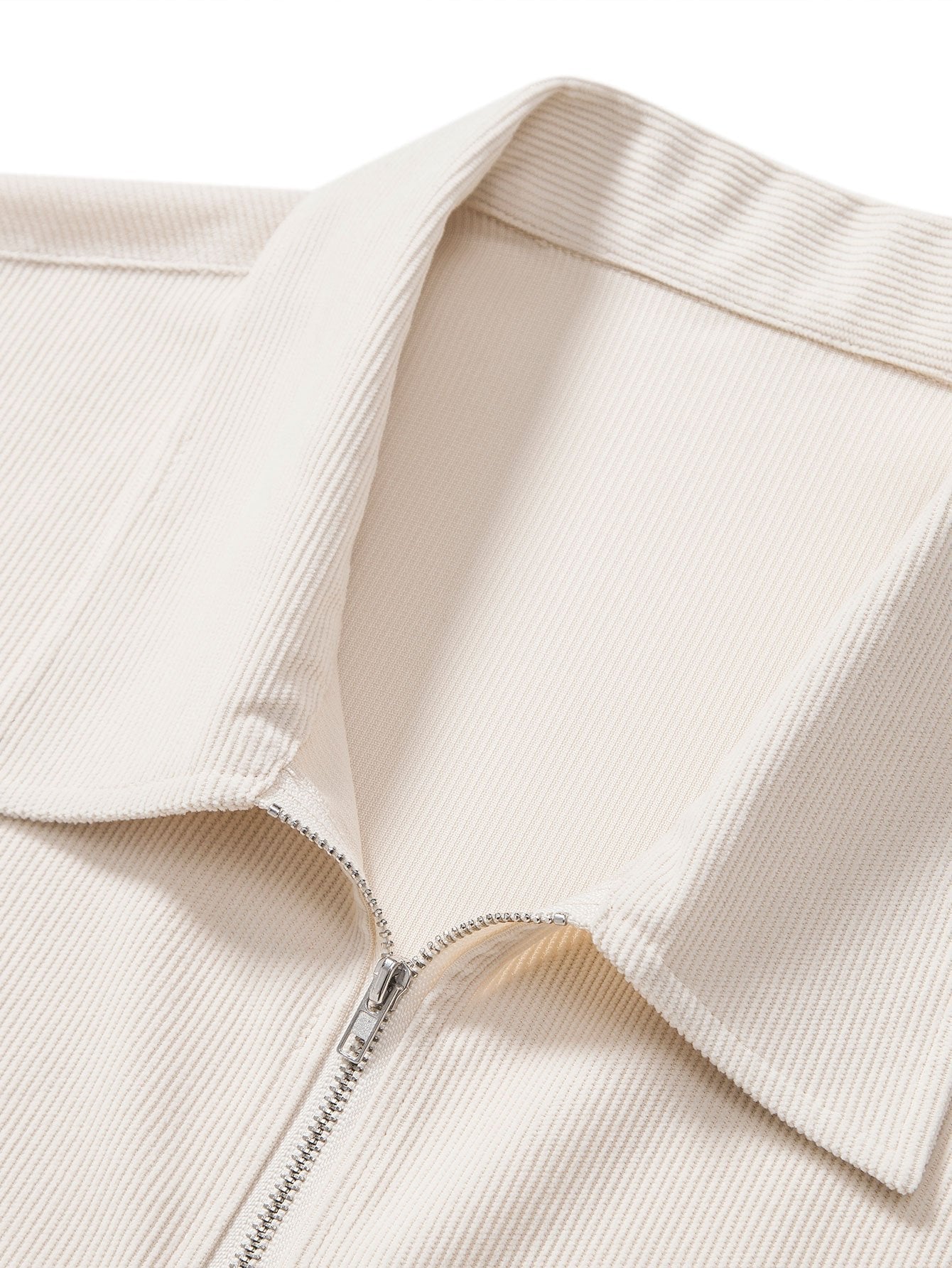Elastic Corduroy Zip-Up Polo